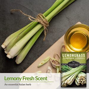 Survival Garden Seeds - Lemongrass Seed for Planting - Packet with Instructions to Plant and Grow Lemon Fresh Asian Lemongrass Plants in Your Home Vegetable Garden - Non-GMO Heirloom Variety