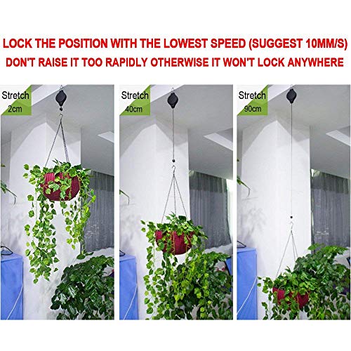 EWONICE 4Pack Retractable Plant Pulley Hanging Basket Hooks, Adjustable Rope Clip Hanger for Garden Hanging Basket Pots