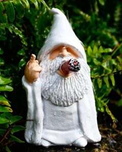 estefanlo garden gnome statue 5.9inch naughty smoking wizard gnome funny lawn resin figurine outdoor statue for lawn yard balcony porch patio home ornaments garden decoration