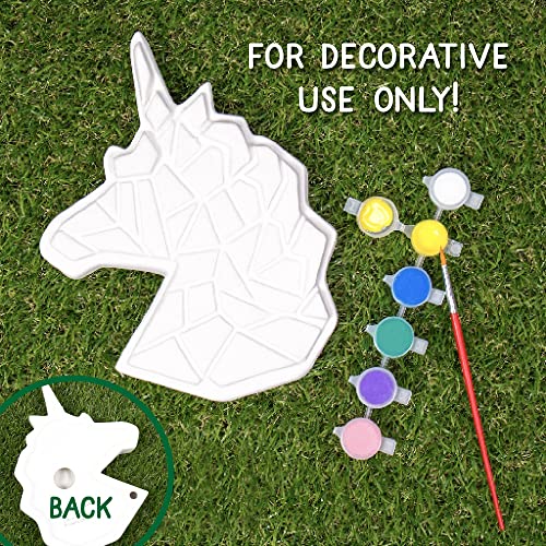 Creative Roots Mosaic Unicorn Stepping Stone, Includes 7-Inch Ceramic Stepping Stone & 6 Vibrant Paints, Mosaic Stepping Stone Kit, Paint Your Own Stepping Stone, DIY Stepping Stone Kit Ages 8+