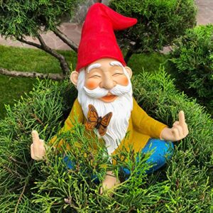 Mood Lab Garden Gnome - Zen Gnome Statue - 9.25 Inch Tall Lawn Gnome Figurine - for Outdoor or House Decor