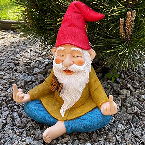 Mood Lab Garden Gnome - Zen Gnome Statue - 9.25 Inch Tall Lawn Gnome Figurine - for Outdoor or House Decor