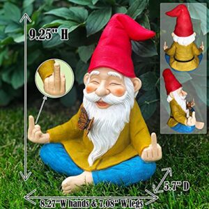 Mood Lab Garden Gnome - Zen Gnome Statue - 9.25 Inch Tall Lawn Gnome Figurine - for Outdoor or House Decor