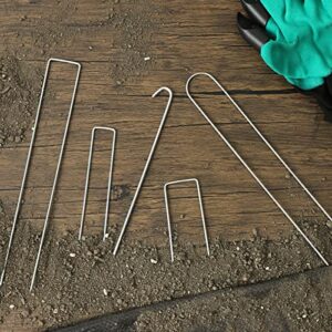 Whonline 560pcs Landscape Staples 6 Inch 11 Gauge Ground Stakes Heavy Duty Galvanized Garden Stakes, Drip Irrigation Stakes for Securing Irrigation Tubing Fabric Weed Barrier Ground Sheets