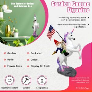 Funny Guy Mugs Garden Gnome Statue - The Ultimate Trio: Cat, Gnome & Unicorn Statue - Indoor/Outdoor Garden Gnome Sculpture for Patio, Yard or Lawn