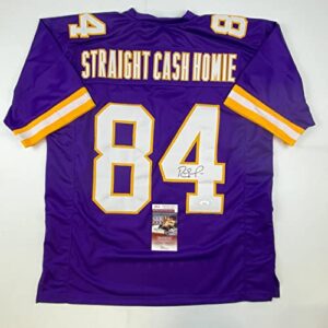 autographed/signed randy moss straight cash homie minnesota purple football jersey jsa coa