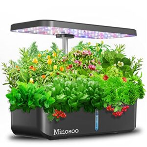 coliben 12 pods hydroponics growing system,indoor garden with 36w full spectrum led grow light,auto-timer,adjustable height, silent water pump,4.5l water tank,herb garden germination kit (12 sponges)