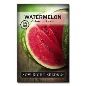 Sow Right Seeds - Watermelon Seed Collection for Planting - Crimson Sweet, Allsweet, Sugar Baby, Tendersweet, and Golden Midget Melon Seeds - Non-GMO Heirloom Seeds to Plant a Home Vegetable Garden