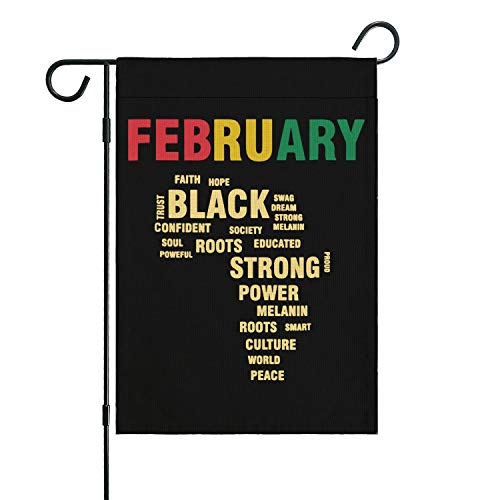 February Black History Month Afro Colors Garden Flag,Burlap Yard Flag Double Sided,Holiday Rustic Farmhouse Outdoor Personalized Decoration 12.5''x18''