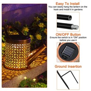 Ledeak Solar Watering Can Light, Solar Fairy Lights Outdoor Waterproof, Hanging Solar Powered Lantern Garden Art Light Decor Metal Waterfall String Lights for Patio Yard Pathway Plant Vine