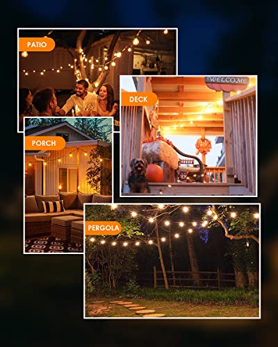 Bomcosy Outdoor String lights 200Ft, Led Globe String Lights for Outside Patio 100Ft*2 Waterproof Total 104 Shatterproof G40 Bulbs, Indoor Hanging Lights Garden Bistro Cafe Backyard Lights Decor 2700K