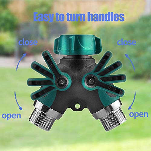 Ambuker Garden Hose Splitter 2 Way Heavy Duty 2 Kink-Free 3/4 Faucet Extension Hose Protector Dual Hose Connector Comfortable Rubberized Grip for RV Water Hose 2 Rubber Washers