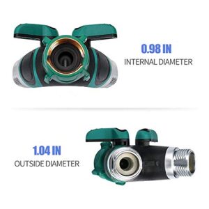 Ambuker Garden Hose Splitter 2 Way Heavy Duty 2 Kink-Free 3/4 Faucet Extension Hose Protector Dual Hose Connector Comfortable Rubberized Grip for RV Water Hose 2 Rubber Washers