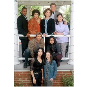 alexis bledel as rory gilmore and lauren graham as lorelai gilmore plus full gilmore family and cast members posing on the porch 8 x 10 photo