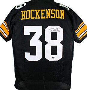 tj hockenson autographed black college style jersey- beckett w holo black