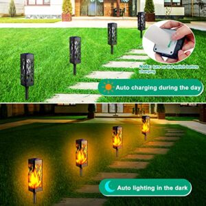 TomCare Solar Lights Outdoor Flickering Flames Solar Pathway Lights Solar Powered Decorative Solar Garden Lights Waterproof Solar Torch Lights Outdoor Landscape Lighting for Yard Patio Walkway, 8 Pack