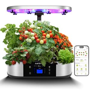 WiFi 12 Pods Hydroponics Growing System with APP Controlled, JustSmart Indoor Garden Up to 30" with 48W 120 LED Grow Light, Silent Pump System, Automatic Timer for Home Kitchen Gardening, GS1 Max