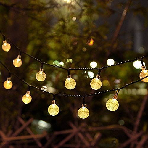 LOENDE Battery Operated Globe String Lights, Crystal Globe String Lights 16ft 30 LED 8 Modes Waterproof String Lights with Timer for Backyard Garden Balcony Pergola Wedding Party Decor(Warm White)