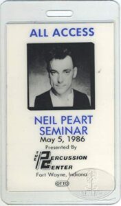 neil peart 1986 laminated backstage pass exclusive drum seminar rush