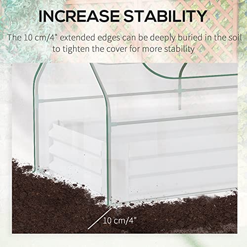 Outsunny Galvanized Raised Garden Bed with Mini Greenhouse Cover, Outdoor Metal Planter Box with 2 Roll-Up Windows for Growing Flowers, Fruits, Vegetables, and Herbs, 73" x 38" x 36", Clear