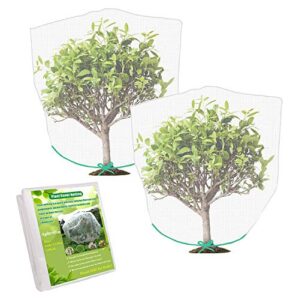 aphrolin plant cover bags, 4.6x 3.4 feet reusable thicken encrypted garden netting mesh with drawstring, fruit tree plant protect netting, plant cover for pest, insect bird barrier netting (2 pcs)