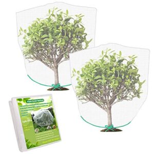 Aphrolin Plant Cover Bags, 4.6X 3.4 Feet Reusable Thicken Encrypted Garden Netting Mesh with Drawstring, Fruit Tree Plant Protect Netting, Plant Cover for Pest, Insect Bird Barrier Netting (2 Pcs)