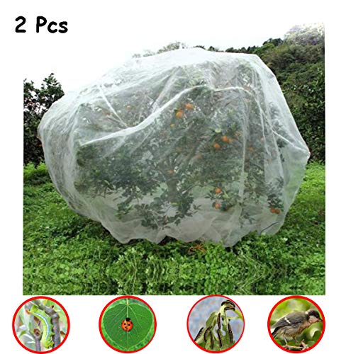 Aphrolin Plant Cover Bags, 4.6X 3.4 Feet Reusable Thicken Encrypted Garden Netting Mesh with Drawstring, Fruit Tree Plant Protect Netting, Plant Cover for Pest, Insect Bird Barrier Netting (2 Pcs)