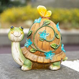 Afirst Garden Statue Turtle Figurine - Solar Powered Resin Animal Sculpture Light Indoor Outdoor Decorations Patio Lawn Yard Art Ornaments