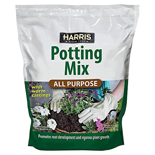 Harris All Purpose Premium Potting Soil Mix with Worm Castings and Other Nutrients, 4 Quarts