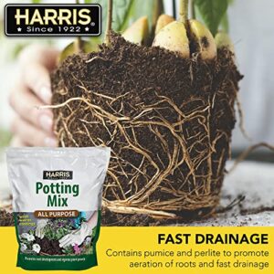 Harris All Purpose Premium Potting Soil Mix with Worm Castings and Other Nutrients, 4 Quarts