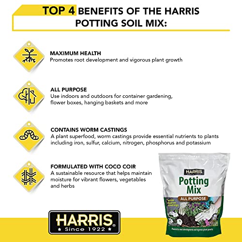 Harris All Purpose Premium Potting Soil Mix with Worm Castings and Other Nutrients, 4 Quarts