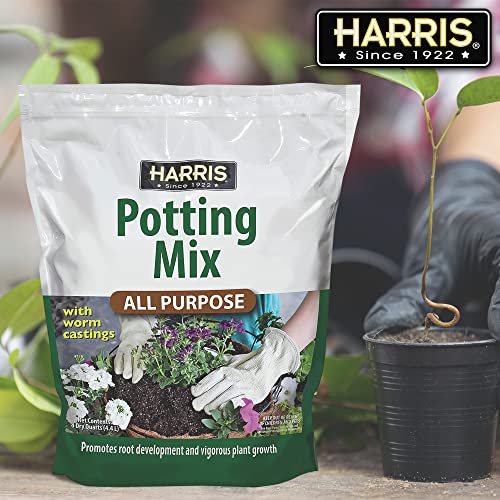 Harris All Purpose Premium Potting Soil Mix with Worm Castings and Other Nutrients, 4 Quarts