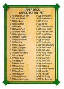 1989 upper deck high number series baseball #701 checklist 701-800 checklist first ud mlb trading card