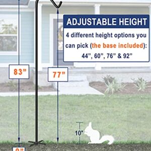 Eazielife Shepherds Hook for Outdoor Bird Feeders Pole 92 Inch Tall, Adjustable Heavy Duty Garden Hanger Stake Pole with 5 Prong Base, Shiny Black (2 Packs)