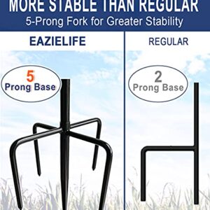 Eazielife Shepherds Hook for Outdoor Bird Feeders Pole 92 Inch Tall, Adjustable Heavy Duty Garden Hanger Stake Pole with 5 Prong Base, Shiny Black (2 Packs)