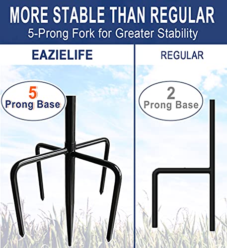 Eazielife Shepherds Hook for Outdoor Bird Feeders Pole 92 Inch Tall, Adjustable Heavy Duty Garden Hanger Stake Pole with 5 Prong Base, Shiny Black (2 Packs)