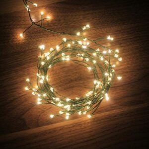 dailyart 6feet 120 led starry lights, battery operated waterproof dark green copper wire fairy light string light for garland, wreath, patio, garden, wedding, party, xmas