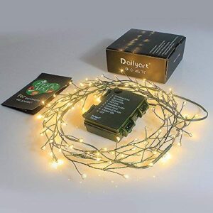 Dailyart 6feet 120 LED Starry Lights, Battery Operated Waterproof Dark Green Copper Wire Fairy Light String Light for Garland, Wreath, Patio, Garden, Wedding, Party, Xmas