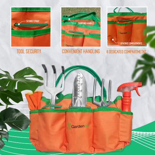 Gardening Hand Tool Set, 10 Pack Stainless Steel Kit with Tote Bag, Planting Accessories, and Lawn Care Tools - for Men and Women Gardeners - for Outdoor Garden Works and Yard Planting by GardenWerx