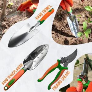 Gardening Hand Tool Set, 10 Pack Stainless Steel Kit with Tote Bag, Planting Accessories, and Lawn Care Tools - for Men and Women Gardeners - for Outdoor Garden Works and Yard Planting by GardenWerx