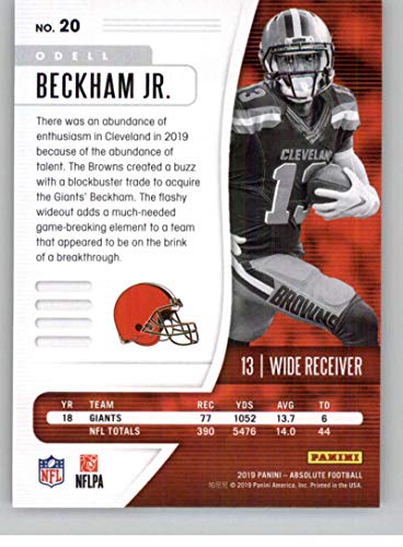 2019 Absolute #20 Odell Beckham Jr. Cleveland Browns NFL Football Trading Card