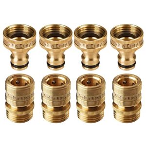 gorilla easy connect garden hose quick connect fittings. ¾ inch ght solid brass. (4)