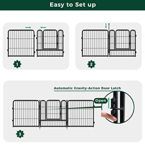 FXW Decorative Garden Metal Fence Temporary Animal Barrier for Yard, 14 Panels+2 Gates, 33'(L)×24"(H), Black