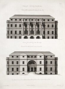 elevation of the north end of suton park house/elevation of the south end of suton park house.