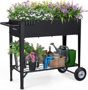 highpro raised garden bed with legs, mobile planter box elevated on wheels portable planter cart outdoor indoor for vegetable herbs potted plants flowers