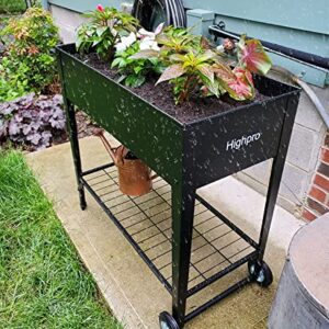 Highpro Raised Garden Bed with Legs, Mobile Planter Box Elevated on Wheels Portable Planter Cart Outdoor Indoor for Vegetable Herbs Potted Plants Flowers