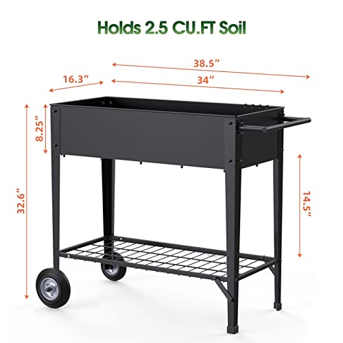 Highpro Raised Garden Bed with Legs, Mobile Planter Box Elevated on Wheels Portable Planter Cart Outdoor Indoor for Vegetable Herbs Potted Plants Flowers