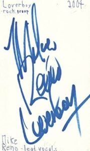 mike reno lead vocalist loverboy rock band music signed index card jsa coa