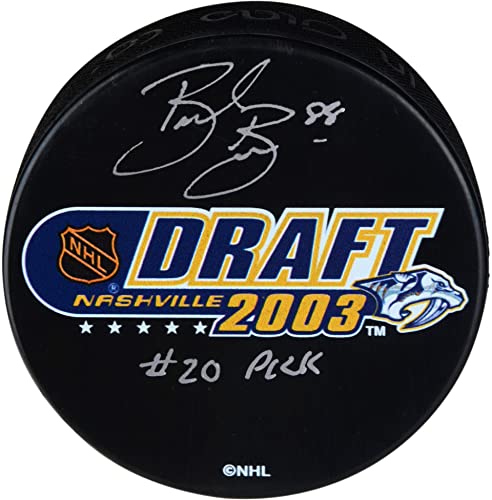 Brent Burns San Jose Sharks Autographed 2003 NHL Draft Logo Hockey Puck with "#20 Pick" Inscription - Autographed NHL Pucks