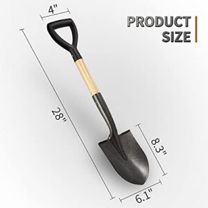 Shovel for Digging，Small Round Shovel with an Overall Length of 28 Inches，Kids Beach Shovel with D-Handel,Mini Garden Shovel ,Car Snow Shovel
